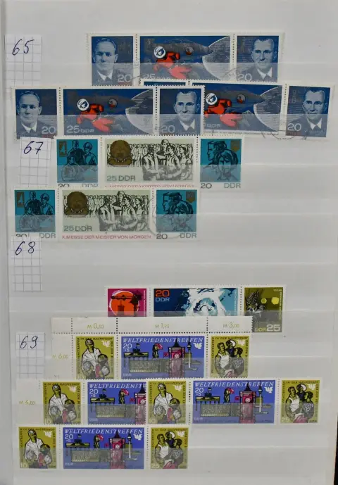 DDR, 1963-1990, postfrisse en gestempelde verzameling Zusammendrucke in album, veel materiaal, vooral de jaren 80 sterk vertegenwoordigd