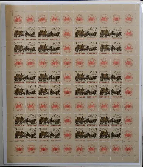 GDR, compilation with Bl. 8/9A used (Mi. 300,-), se-tenant sheets no. 2364/67 mint, 2365/66 and 2983/86 each mint and used (Mi. 400,-), service etc.