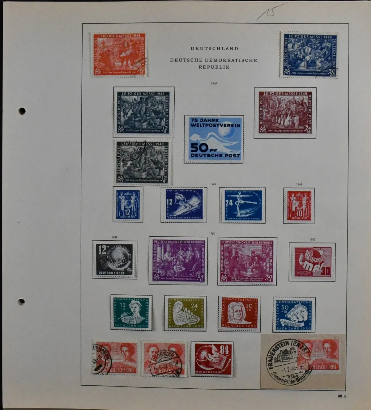 GDR, 1949-58, without Bl. 7-9 and 13, as well as heads, largely complete old collection in mixed condition on forms, with Academy, Chinese etc.