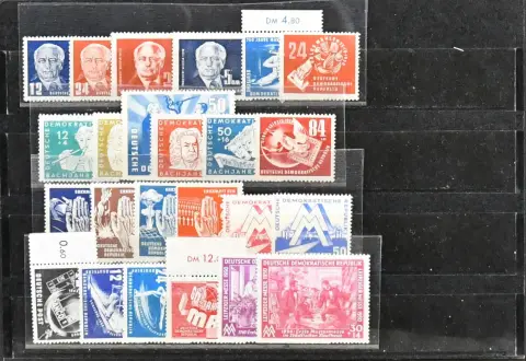 NRD, partia świeża bez podlepki z lat 1949-51, m.in. rok Bacha, wydania targowe, wartości Piecka itp. Mi. 360,-