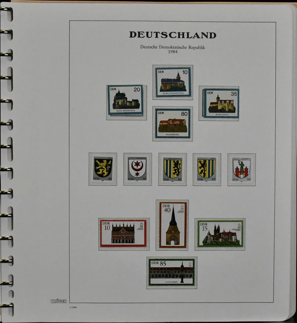 DDR, postfr. verzameling met alle extra drukken van speciale zegels 1984/85 compl. (Mi. 300,-), extra drukvellen nr. 2983/86 enz., in voorgedrukt album