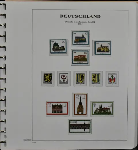 NRD, kolekcja postfr. ze wszystkimi dodatkowymi druk. znaczków specjalnych 1984/85 kompl. (Mi. 300,-), arkusze dodatkowe nr 2983/86 itd., w albumie wstępnym
