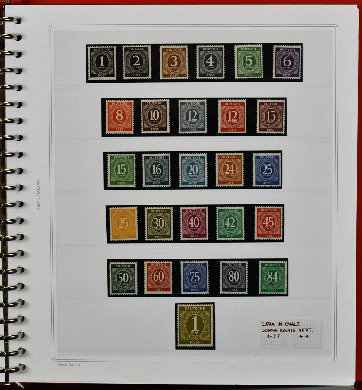 Bizone, 1945/49, complete postfr. collection from AM-Post in ring binder. Incl. no. 1/35, 36/51II, 52/68 with band and net overprint each complete (Mi. 1300,-), Buildings no. 73/100 eg/wg and both types of Mark values (without cheap no. 97II) complete (Mi. 1480,-), no. 101/10, Bl. 1 (140,-) etc.