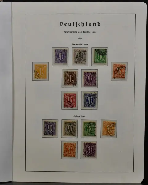 Bizone, 1945/49, kasowane, od nr 1-110 kompletna kolekcja, w tym nr 1/35, 36/51I/II, 52 wartości kompletne, nieekspertyzowane i częściowo wątpliwe, Bauten eg/wg, nr…