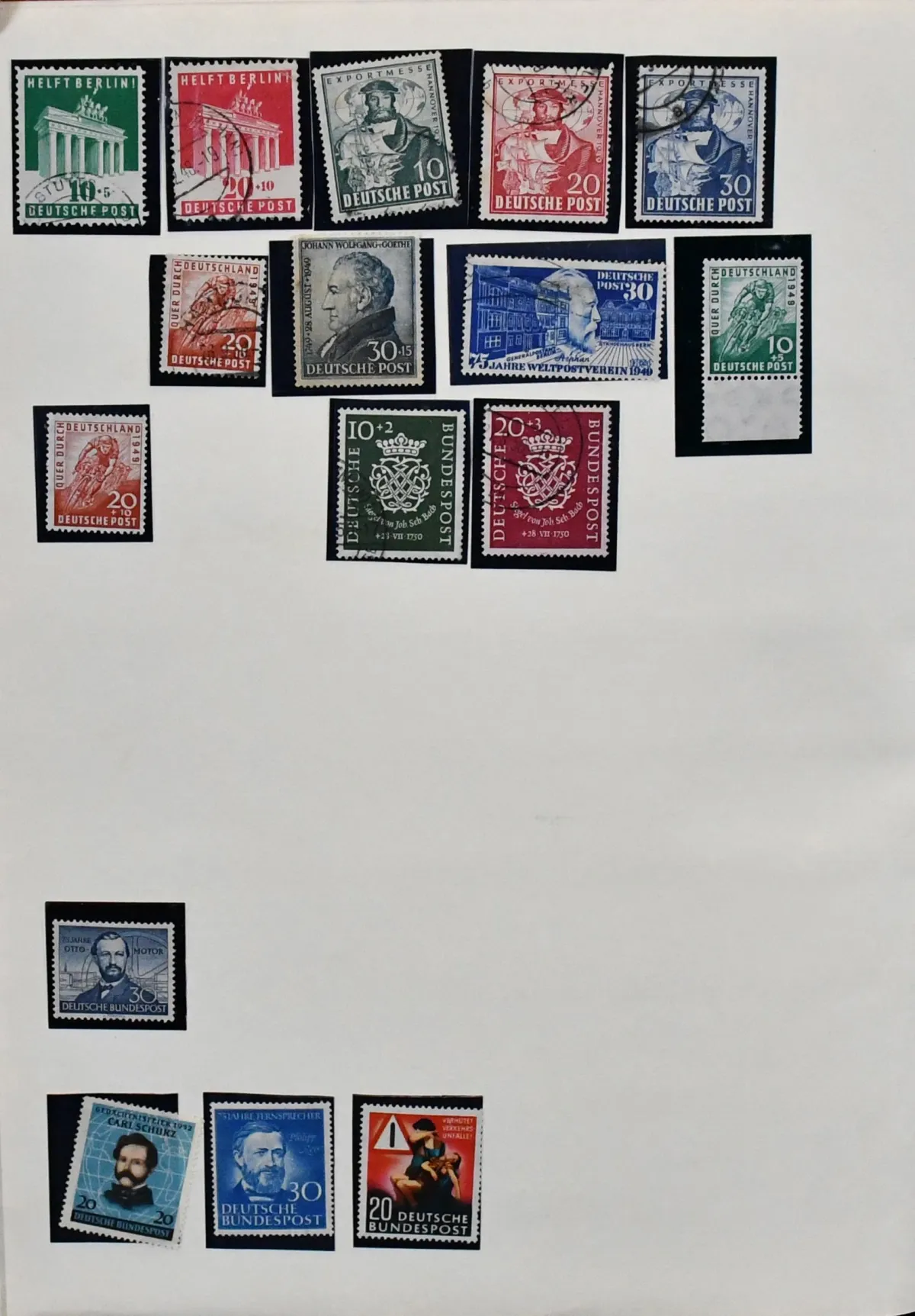 Bizone/Bund, collection with Bl. 1 mint, as well as Bund from mint and used no. 111/12 at least once complete, up to 1978, often even present in both conditions. Plus MH 2/4. Mi. 4400,-