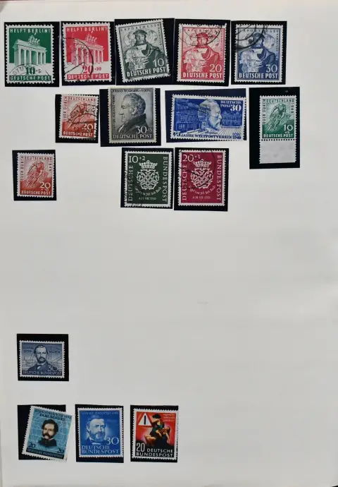 Bizone/Bund, kolekcja z Bl. 1 czystym, oraz Bund od czystych i używanych nr 111/12 co najmniej raz kompletne, do 1978, często nawet w obu stanach. Dodatkowo MH 2/4. Mi. 4400,-