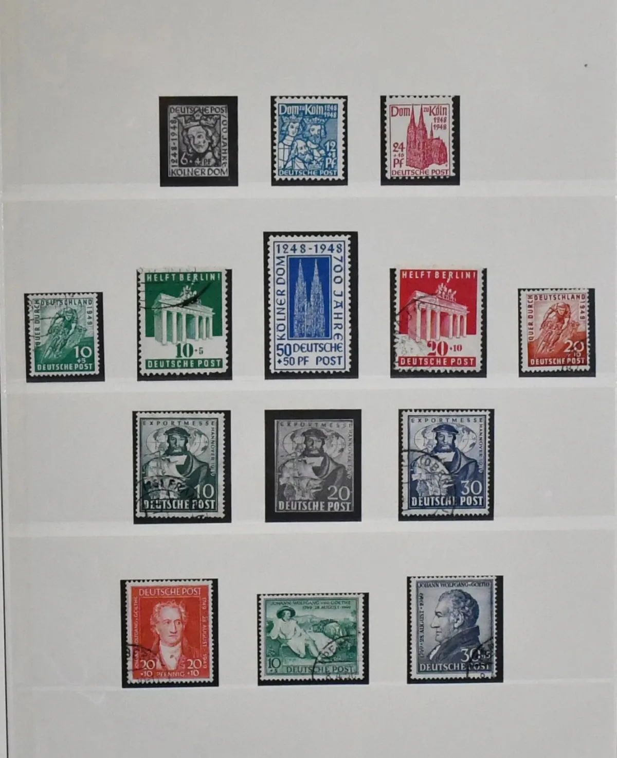 Bizone/Bund, 1948/1985, Slg. mit Nr. 106/10 gest., Block 1 mit Ortsstempel (Mi. 350,-), Nr. 111/12 gest., einigen ungebr. Posthorn-Werten bis 40 Pfg., Nr.…
