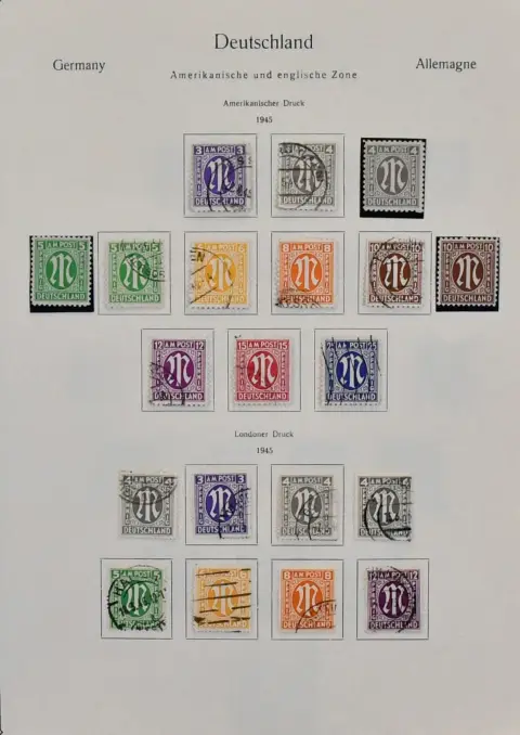 Bizone, 1945/1949, collection from AM-Post with used, unchecked no. 34/35, some overprint values, Bauten perforated/imperforate and both types of the Mark values complete, no. 101/10…