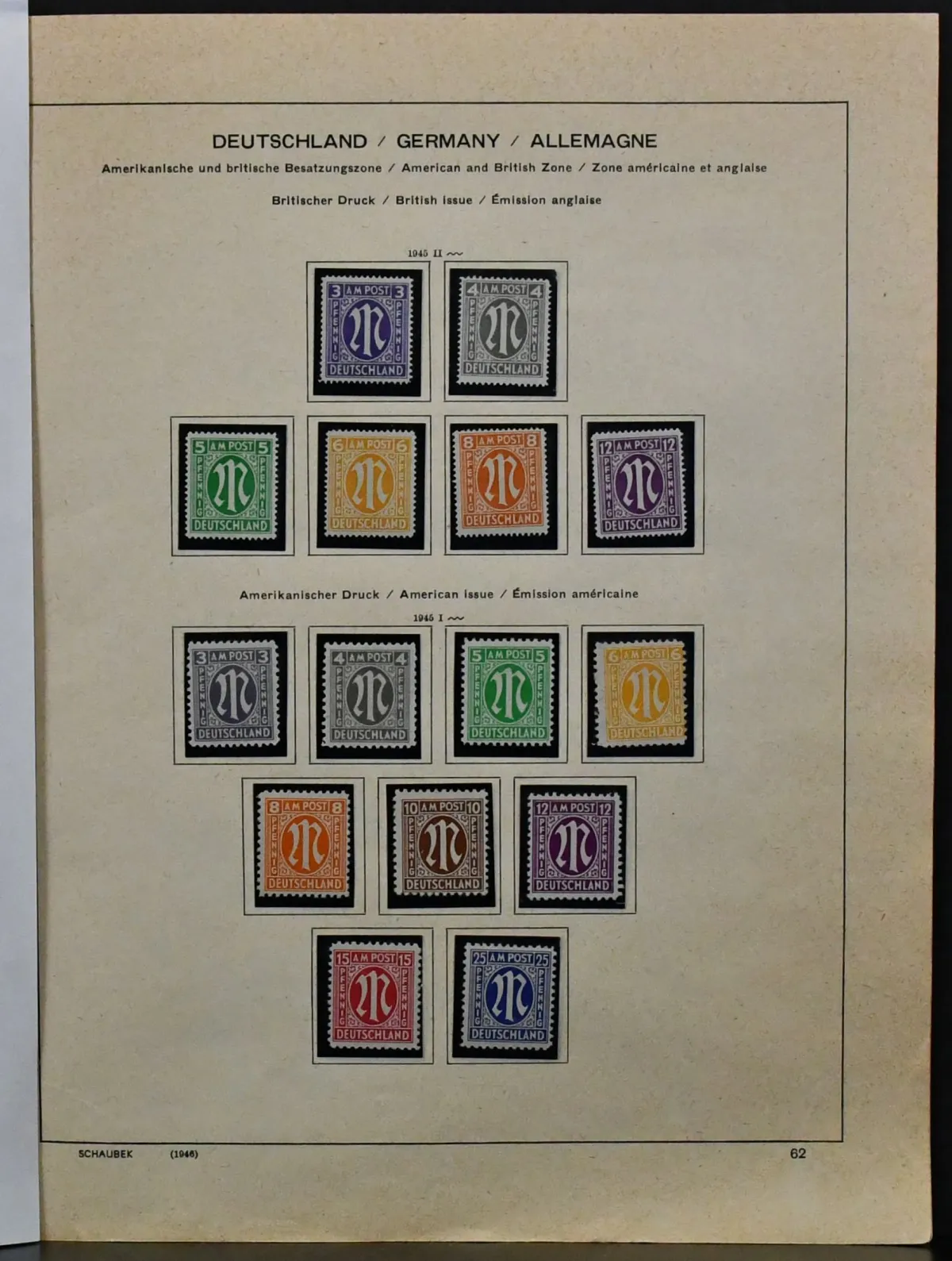 Bizone, 1945/49, mint/used coll. from AM-Post, with overprinted values, Buildings no. 101/10 mint, on forms. Plus block 1 with SST (Mi. alone 250,-)