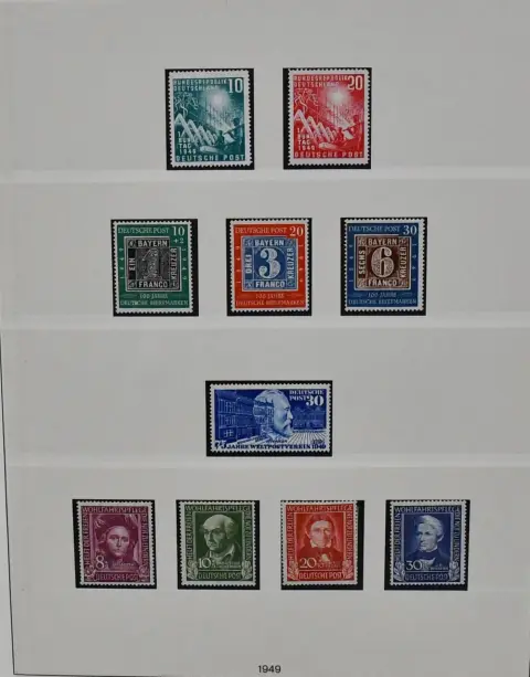 Bund, 1949-1963, postfr. und gest., doppelt geführte Slg. im Lindner-Vordruckalbum, bis auf 50 bis 90 Pfg. Posthorn postfrisch, in beiden Erhaltungen kpl. mit…
