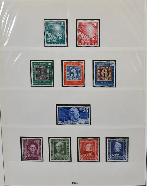 Bund, 1949-1969, postfr. Slg. im Lindner-T-Album, bis auf 25, 60 u. 90 Pfg. Posthorn kpl. mit allen Spitzen, z.B. Nr. 111-12, 113-15, 116, 117-20, 121-22, 70…