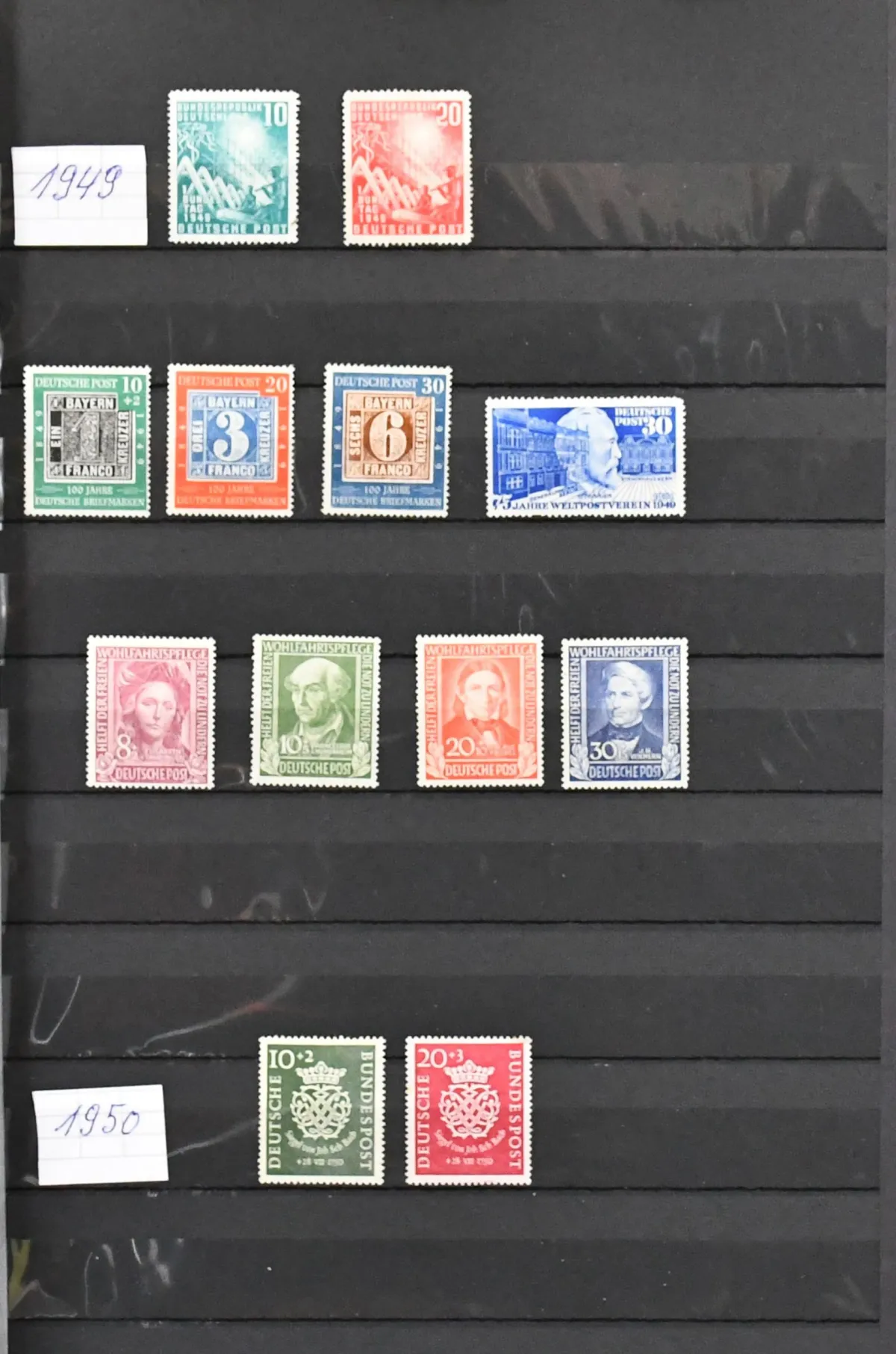 Germany, 1949-1984, complete mint (few unused) collection with no. 111/12, 113/15, 117/20, 121/22, Posthorn complete, but mixed condition, 139/40, 141/42,…