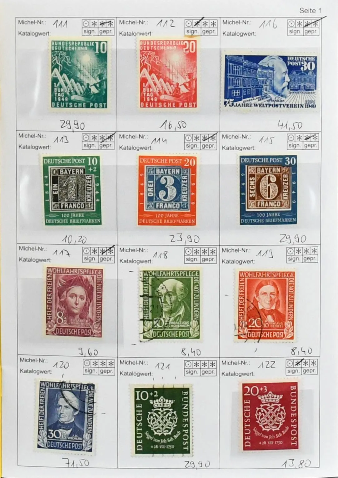 Germany, 1949-57, collection part of the early years from no. 111-22 (incl. no. 113-15 mint), including Posthorn, except 8 Pfg., complete unused, 40 Pfg. even mint, 139-253 complete, mostly mint incl. the Heuss series