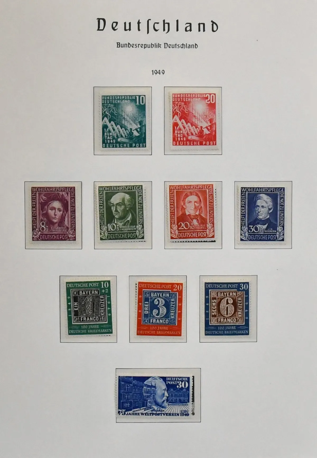 Bondsrepubliek Duitsland, 1949-1998, grotendeels complete ongestempelde verzameling in drie Leuchtturm voorgedrukte albums, vanaf het begin met nrs. 111/12, 113/15, 116/20, 121/22, 177/96, vanaf 1954 compleet volgens hoofdnummers. Mi. 4500,-, gunstige inzetprijs