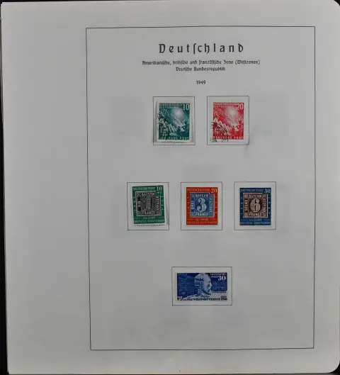 Bondsrepubliek, 1949-1965, overcomplete verzameling op voorgedrukte bladen, meestal ongebruikt, met alle betere beginwaarden incl. Posthorn, plus diverse Heuss-Zus.-Drucke vanaf 1955