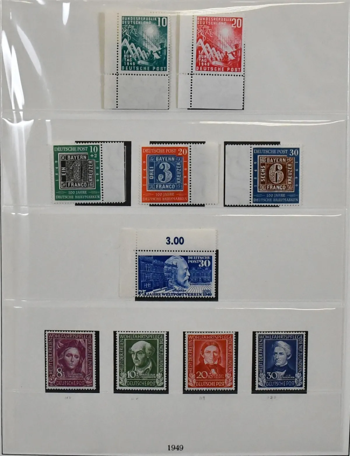 Bund, 1949-1973, practically complete mint never hinged collection (without Posthorn series and a few insignificant values) in Lindner-T preprinted album, including no. 111/12 sheet margin, 113/15, 116 corner 1, 117/20, 121/22, 139/40 sheet margin, 143/46, 156/59, 173/76, Heuss I etc. Mi. approx. 2700,-