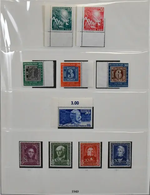 ФРГ, 1949-1973, практически полная коллекция негашёных марок (без серии Posthorn и нескольких незначительных), в альбоме Lindner-T
