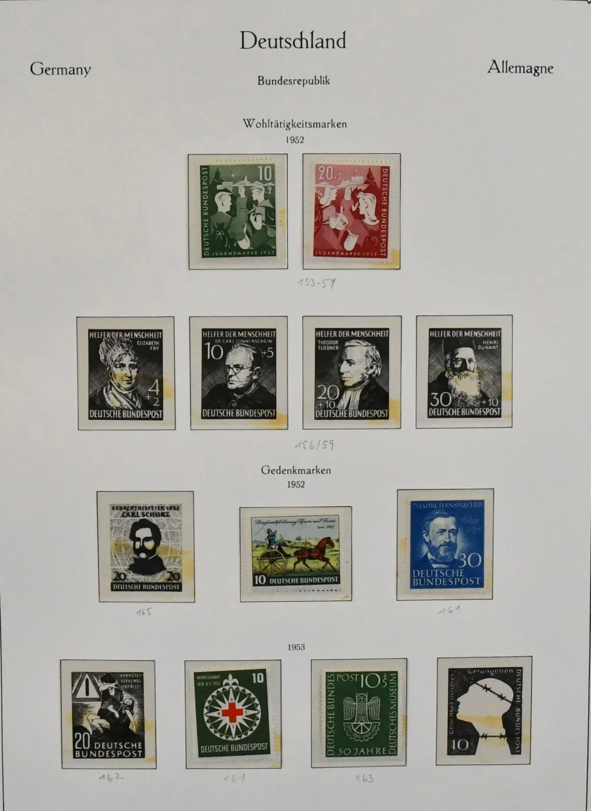 Bondsrepubliek, 1949/2000, postfrisse collectie vanaf nr. 111/12, met o.a. nr. 167/70, 200/203 enz., compleet van 1955-2000, incl. Heuss Lumogen en liggende watermerken, in drie dikke…