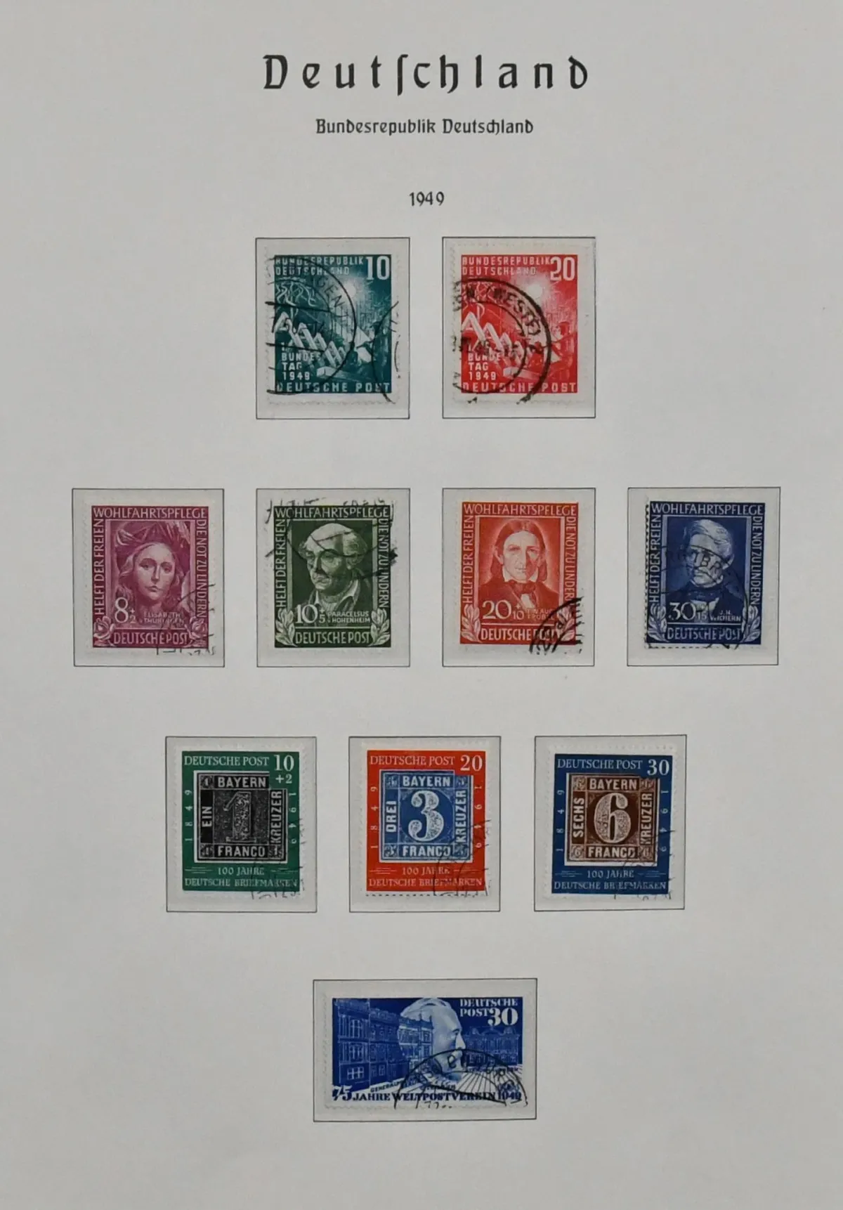 Bondsrepubliek, 1949-1973, complete gestempelde verzameling in voorgedrukt album, waaronder alle Helfer der Menschheit, nr. 113/15, 139/40, Heuss Lumo en liggend watermerk enz. Mi. 2700,-