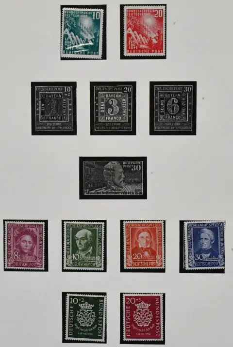 RFN, 1949/1991, kolekcja stanu pocztowego z m.in. nr 117/22, 139/46, od 1953-1991, tylko bez nr 189, ale z Heuss Lumogen i leżącym znakiem wodnym, kompletna. Mi. 3800,-