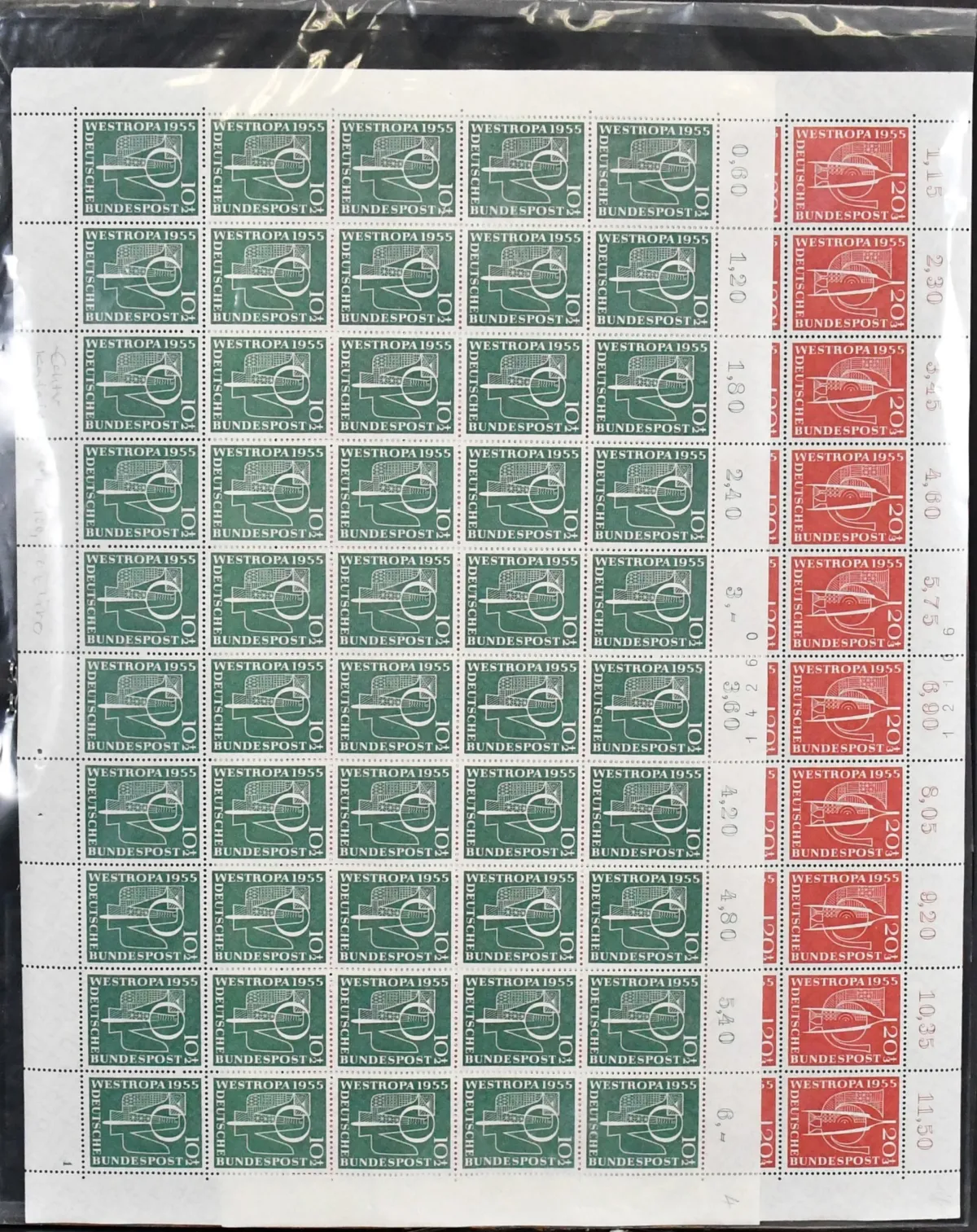 Bondsrepubliek, Westropa 1955, Mi.-Nr. 217/18 in complete postfrisse velset, Mi. 850,-