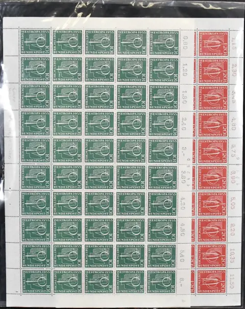 RFN, Westropa 1955, Mi.-Nr. 217/18 w kompletnym czystym arkuszu, Mi. 850,-