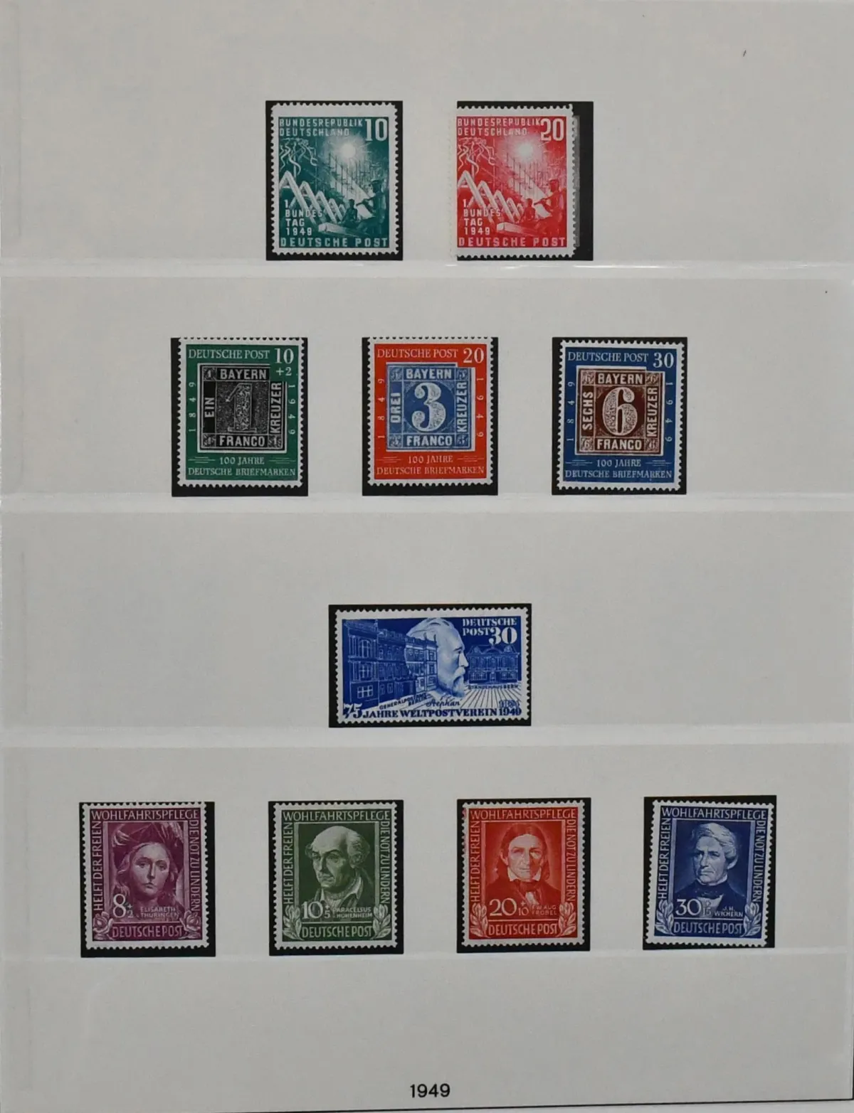 ФРГ, 1949-1969, негаш. коллекция, почти полн. (кроме высших номиналов Posthorn), в остальном со всеми лучшими начальными, при этом Helfer der…