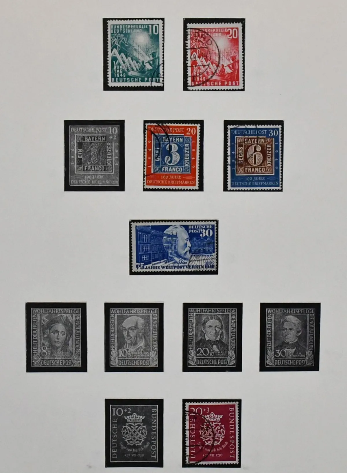 Germany, 1949/1977, used collection from no. 111/12, with no. 114 PF II (Mi. 180,-), 115/16, 121, 143/47 etc., from 1952-1977, complete except for a few values, in SAFE pre-printed album. Mi. approx. 2000,-