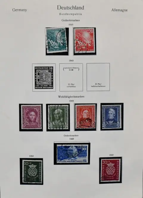 ФРГ, 1949/1984, коллекция гашёных марок начиная с № 111/12, с № 116, 121/22 и т.д., с 1952-1984 полная, в альбоме KABE с предпечатной разметкой. Mi. 2300,-