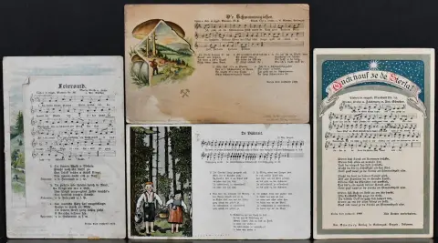 Рудные горы, "Песенное наследие Рудных гор", коллекция из 25 старых открыток около рубежа веков, в основном литографии