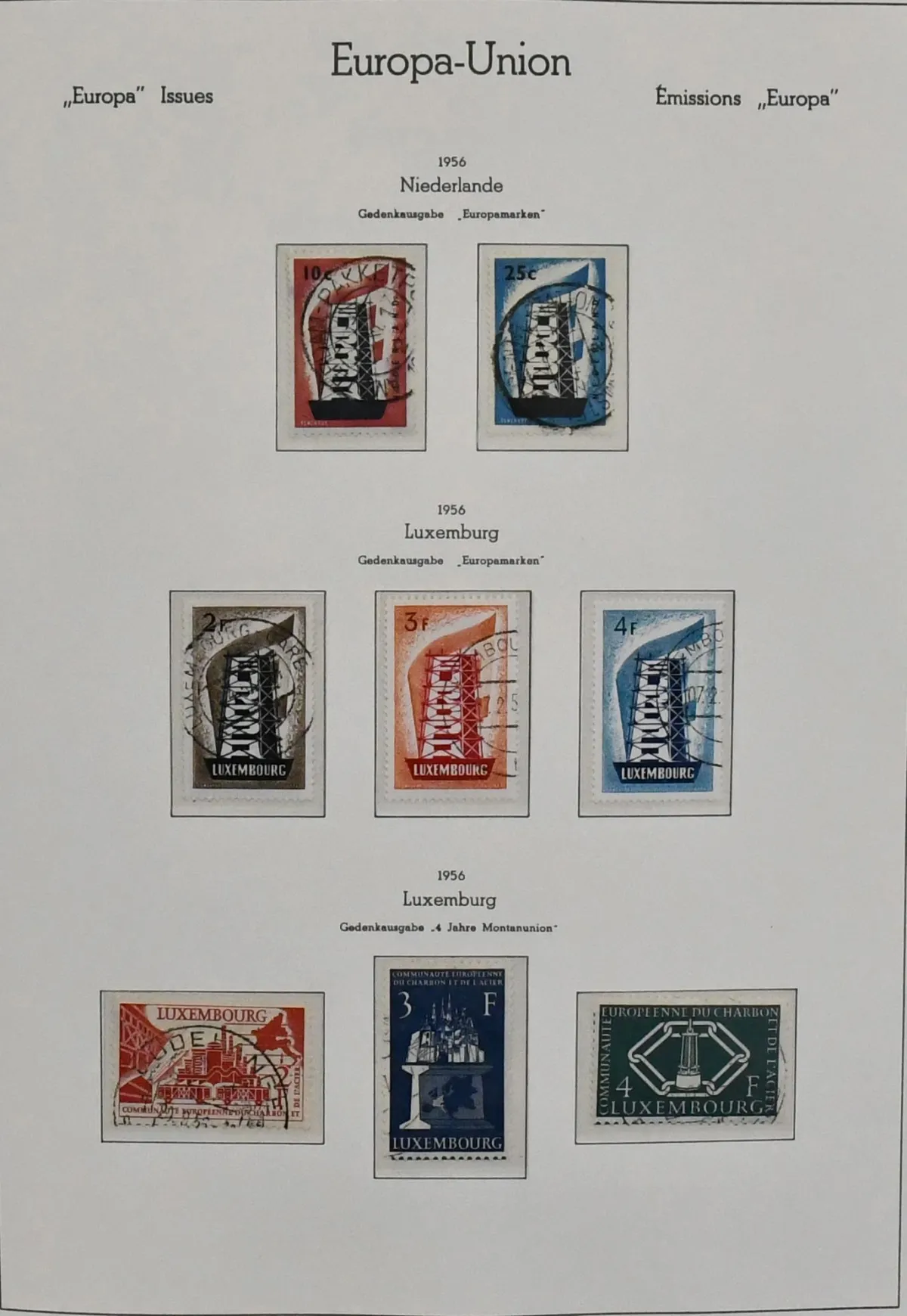 Europa-Union, CEPT, 1956/67, гаш. полн. коллекция, вкл. Люксембург 1956/57, Лихтенштейн 1960 и др., в альбоме Leuchtturm. Плюс NATO, вкл. Португалия 1952