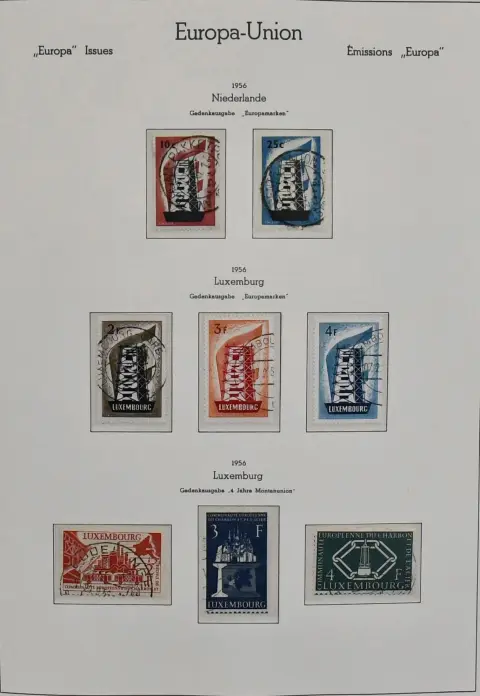 Europa-Union, CEPT, 1956/67, complete used collection incl. Luxembourg 1956/57, Liechtenstein 1960 etc., in Leuchtturm pre-printed album. Plus NATO incl. Portugal 1952