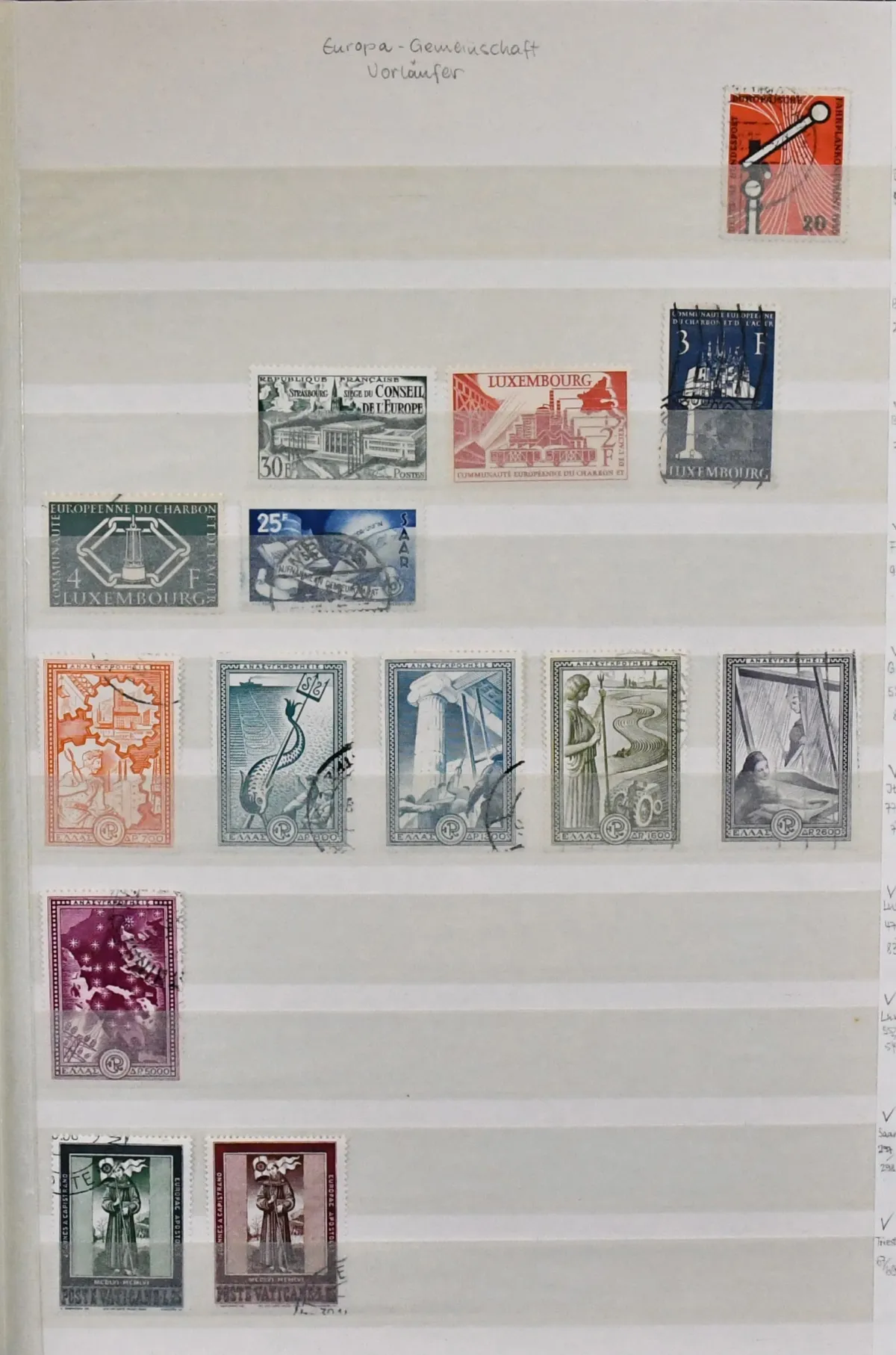 Europa-Union, CEPT, Slg. mit einigen Vorläufern und den Gemeinschaftsausgaben, von 1956-1976 kpl., mit Luxemburg 1956 gest., 1957, ab 1958 alles postfrisch,…