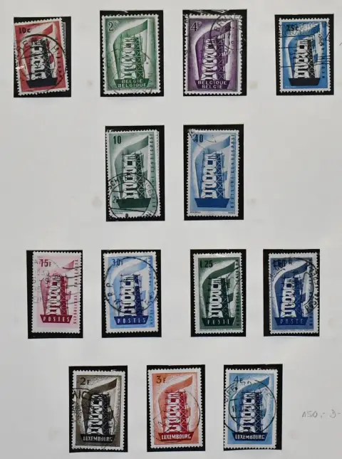 Europa-Union, 1956-1985, relativ kpl. (bis auf zwei/drei billige Werte) gest. Slg. mit u.a. Luxemburg 1956/57, Liechtenstein 1960, Span.-Andorra 1972 usw., in…