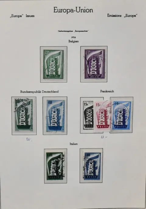 Europa-Union, CEPT, 1956/1986, gest. Slg. der Gemeinschaftsausgaben, u.a. mit Jahrgang 1956 kpl. inkl. Luxemburg, sowie von 1978-1986 nahezu kpl., in drei…