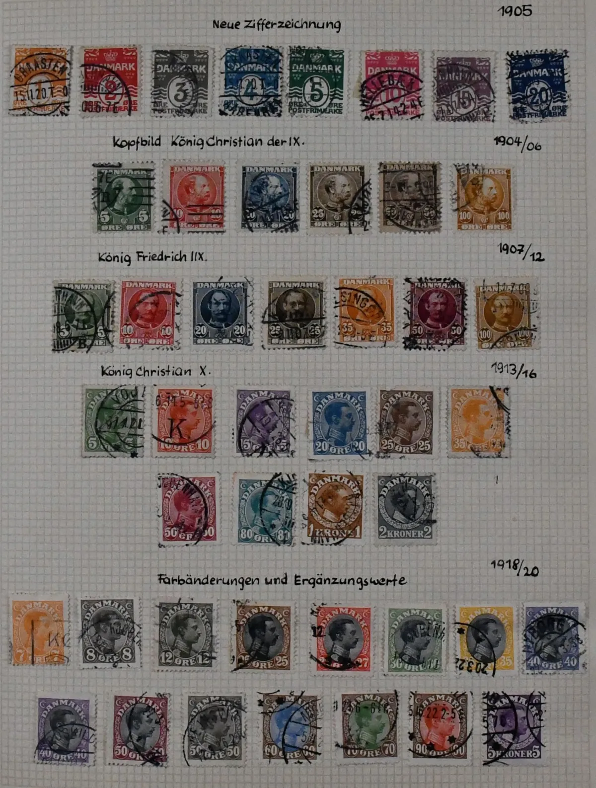 Dänemark, 1904-1999, anfangs gestempelte, später postfrische Slg. in zwei Bänden, dabei u.a. Nr. 47/52, 143/45, H-Bl. 10/12, Nr. 177/79, ab 1966…
