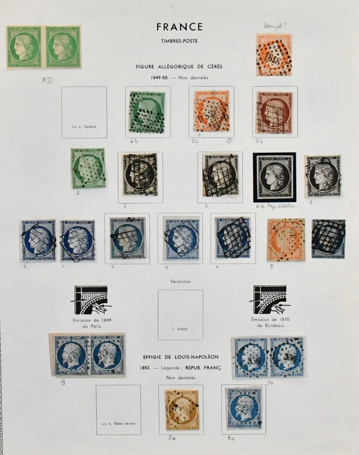 France, 1849/1872, high-quality collection with many better values from the classic period only. Including No. 2a/b, twice No. 5, good No. 7, No. 8, two...