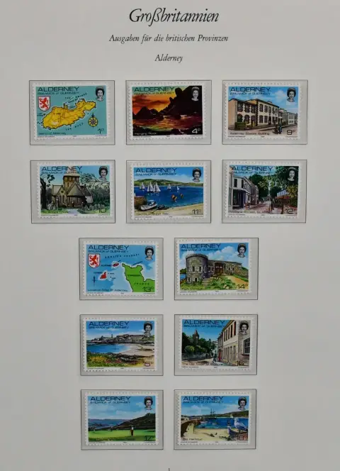 Guernsey, 1958/1992, complete postfrisse verzameling, verlevendigd door talrijke se-tenant vellen uit boekjes, vele se-tenants enz., in twee Borek voorbedrukte albums. Plus wat Alderney. Mi. circa 1200,-