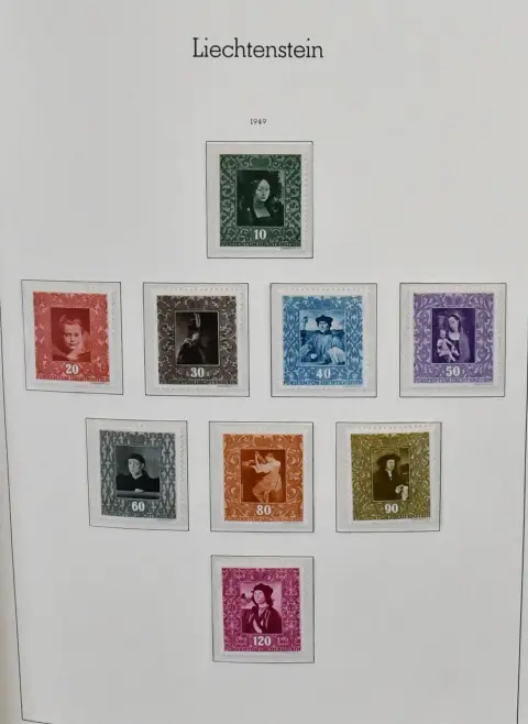 Liechtenstein, 1912-2003, głównie czyste w albumie przedrukowym, nacisk od 1945 i praktycznie kompletna, z dobrymi wartościami i blokami, wartościami herbów, ...