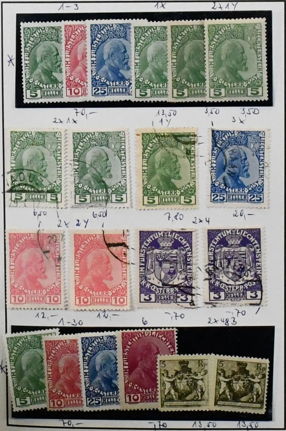 Liechtenstein, verzamelaarsnalatenschap vanaf begin, b.v. nr. 1-3 per drie, 11-16, 48B, hoofdwaarde van het postfrisse deel tot ongeveer 1988. Mi. 2700,-, goedkoop!