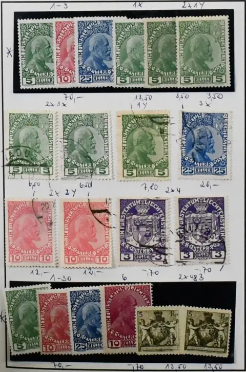 Liechtenstein, Sammlernachlaß ab Anfang, z.B. Nr. 1-3 per drei, 11-16, 48B, Hauptwert der postfrische Teil bis etwa 1988. Mi. 2700,-, günstig!
