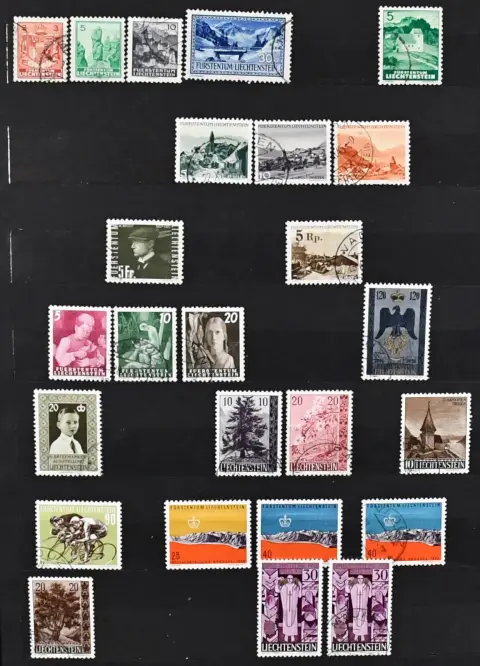 Liechtenstein, Slg. ab den frühen Ausgaben bis 2001, ab etwa 1960 bis Ende sowohl postfrisch (mit Nominale) als auch gest. je praktisch kpl., günstig!