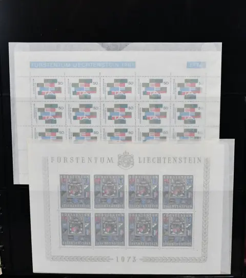 Liechtenstein, 1982/1996, postfr. Viererblock-Slg. im neuwertigen SAFE-Ringbinder. Dazu einige Kleinbögen, u.a. KLB Nr. 903. Mi. 2300,-