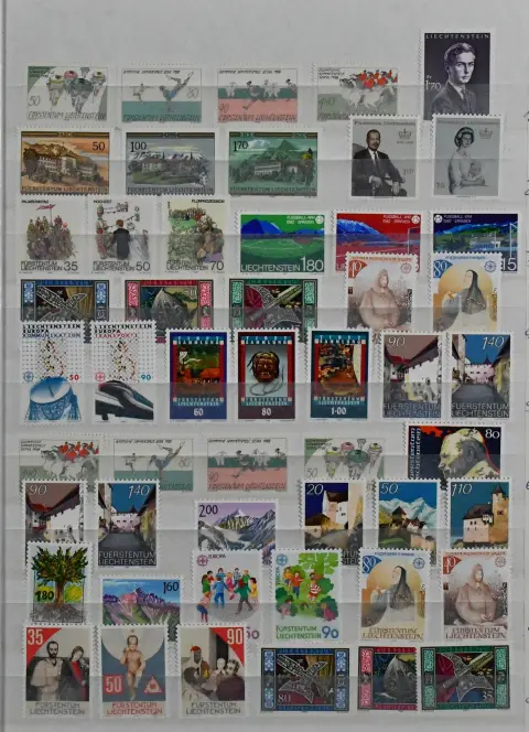 Liechtenstein, mint collection from 1960, up to the 1990s, in two e-books, including a large number of complete sets, Mi. 1700,-