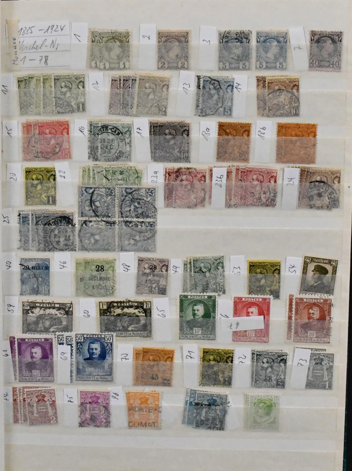 Monaco, e-book with 1100 values from first issue, including no. 1/3 and 7 unused, 98/103 unused, many mint never hinged values etc.