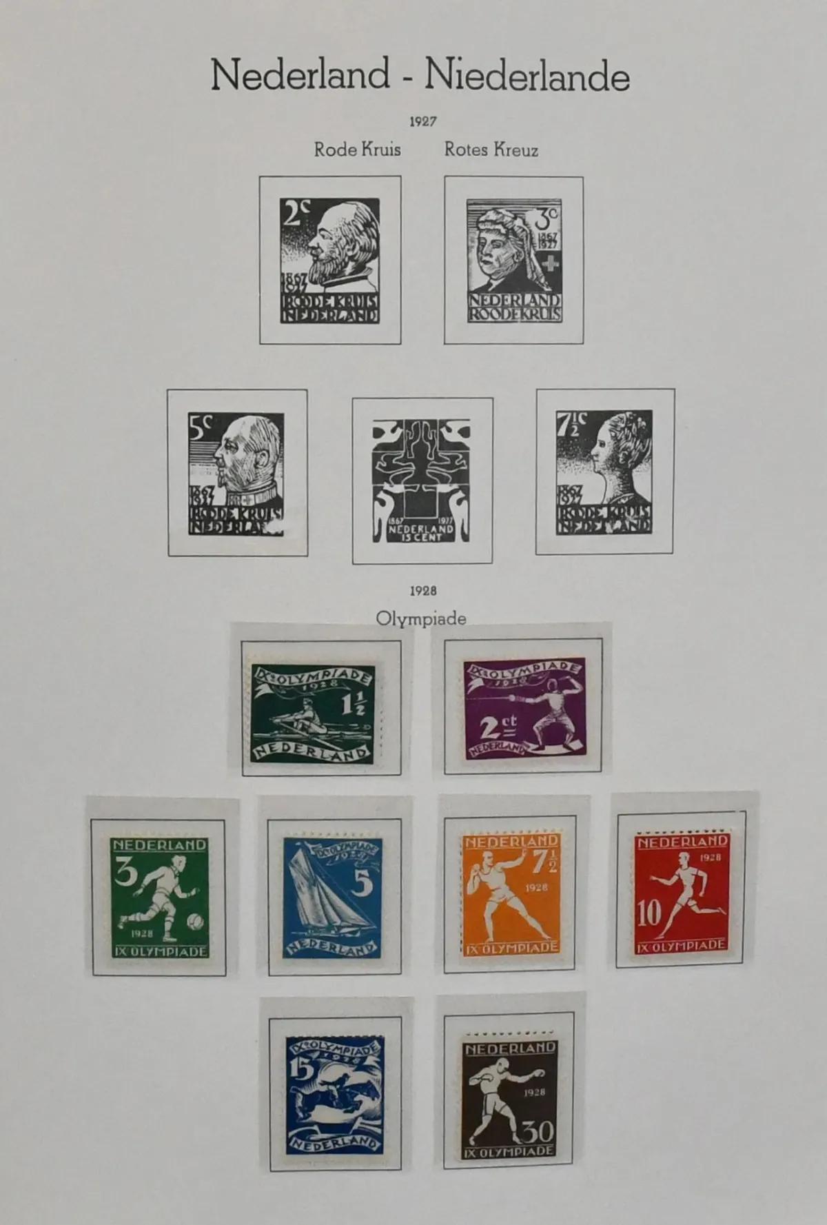 Netherlands, 1869/2001, initially unused, from the 50s mostly mint never hinged collection from no. 13, including no. 161, many complete sets such as no. 205/12, many children's sets from 1926, bl. 1/2 etc., from 1963-1995 mint never hinged complete plus various later issues, in two Leuchtturm pre-printed albums. Mi. 3200,-