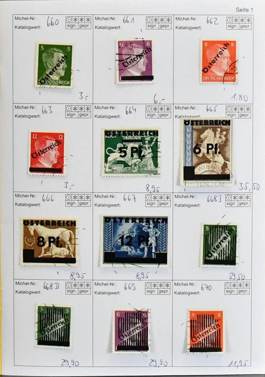 Austria, 1945-62 (and postage), used collection of high value from Mi. no. 666-67