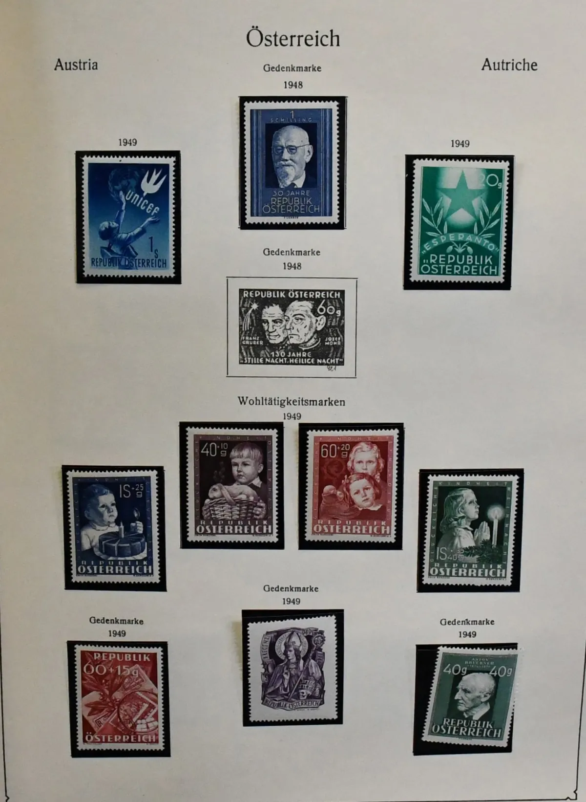 Autriche, 1945-1990, collection largement complète, surtout neuf sans charnière, dans un classeur, avec par ex. costumes 1948 incl. 1 Sch. rouge, bienfaisance 1948/49, aide à l'enfance 1949,…