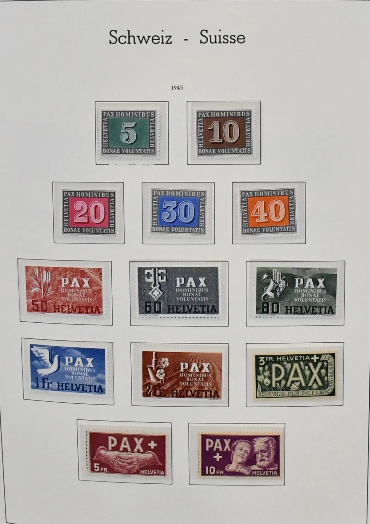 Switzerland, 1945-2002, mainly mint collection in two pre-printed albums, almost complete, including PAX series with 5 Fr., postage stamps, good blocks with lifeboat…