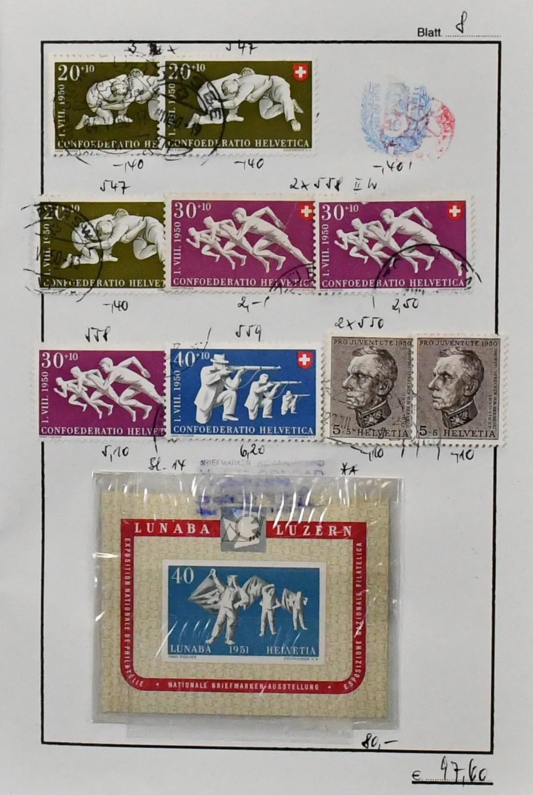 Switzerland, collector's estate from about 1900, with repeatedly better issues such as Bl. 14, a nice part of Zusammendrucke incl. better ones like K11/12, K23, up to used new issues until about 2007. Mi. nearly 6000,-, cheap!